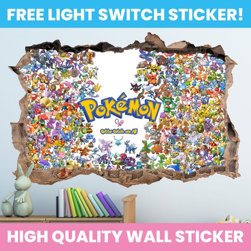 Adesivo parete pokemon buco - parete,